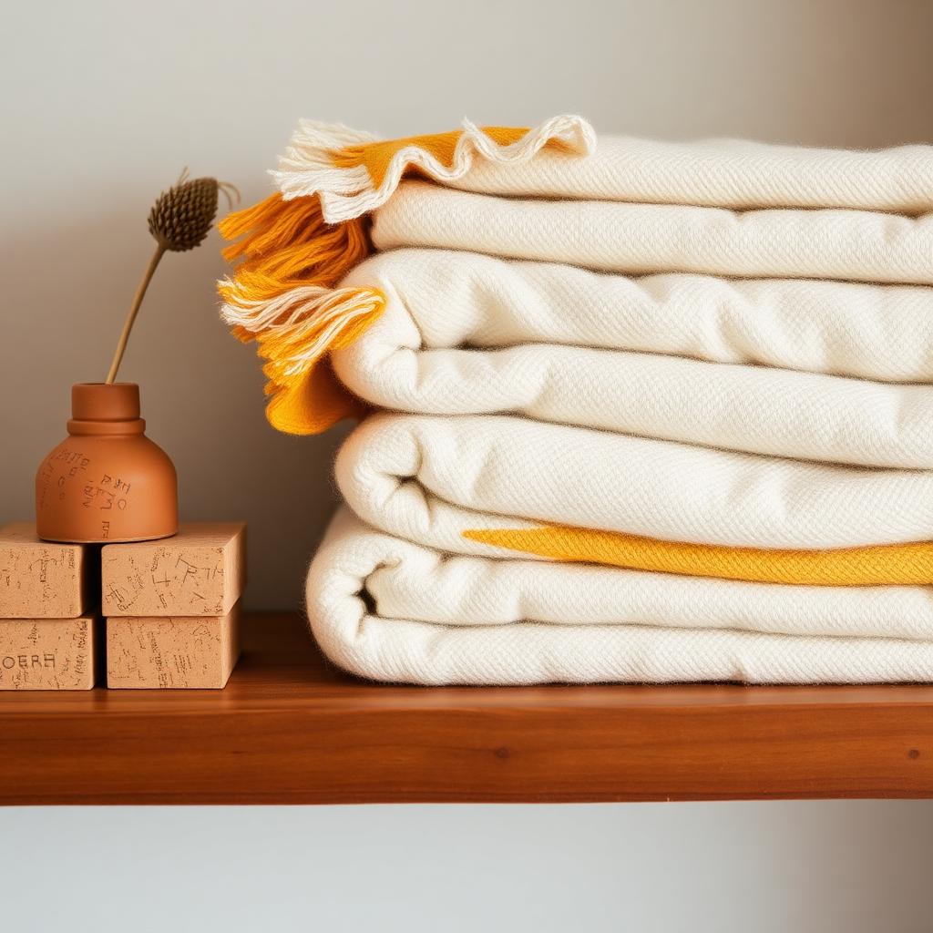 Detail of linen, ceramic and warm timber inside the wellness center